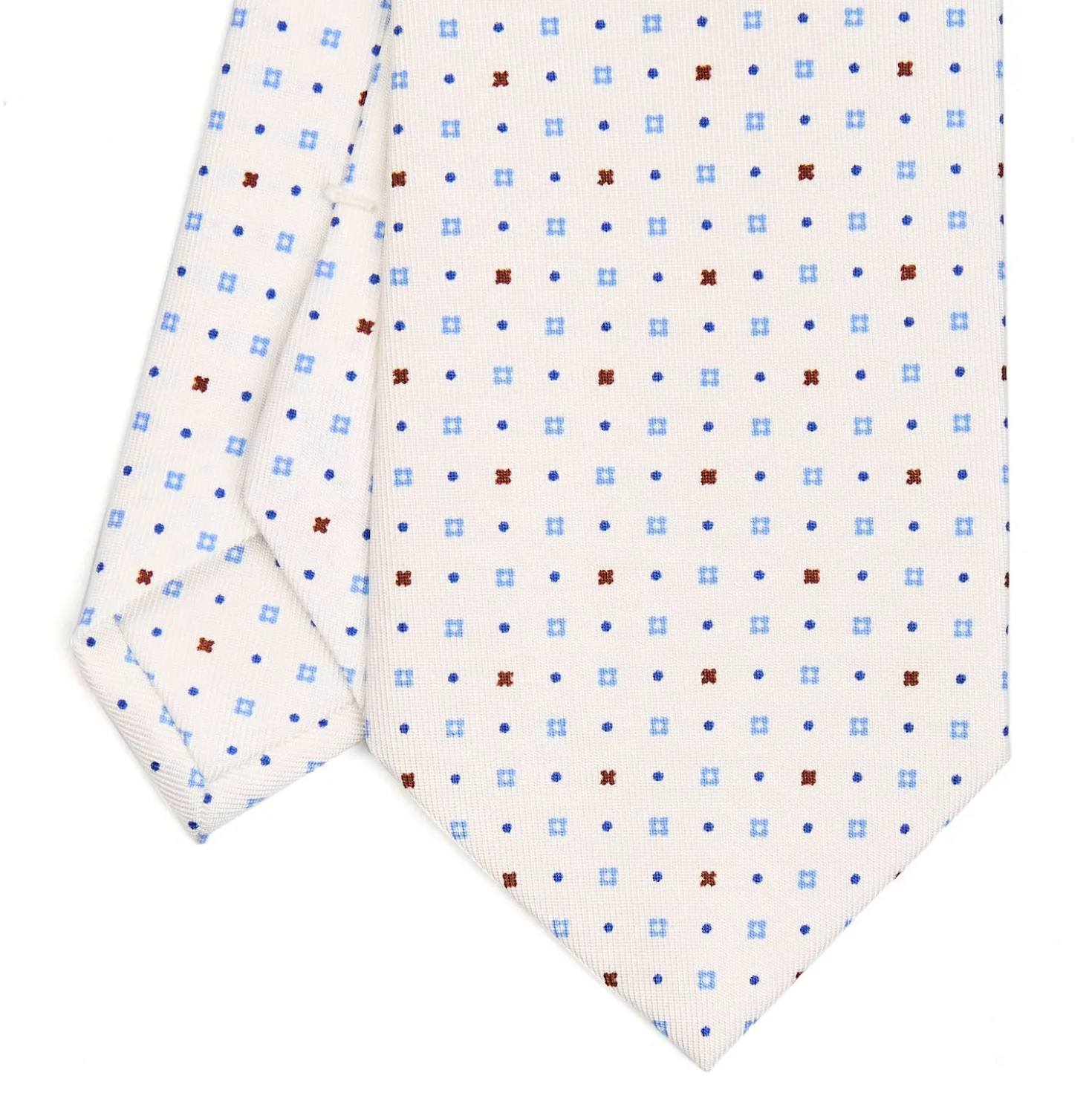 CRAVATTA SARTORIALE CLASSICA IN SETA BIANCA Microfantasia fiore