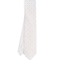 CRAVATTA SARTORIALE CLASSICA IN SETA BIANCA Microfantasia fiore