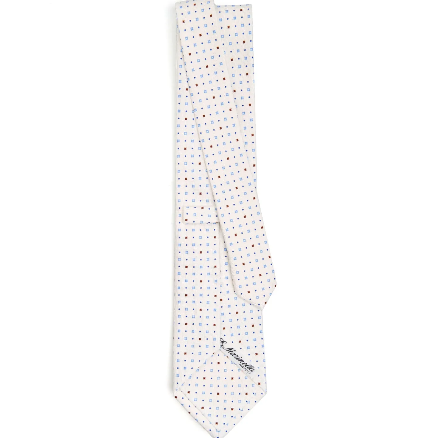CRAVATTA SARTORIALE CLASSICA IN SETA BIANCA Microfantasia fiore