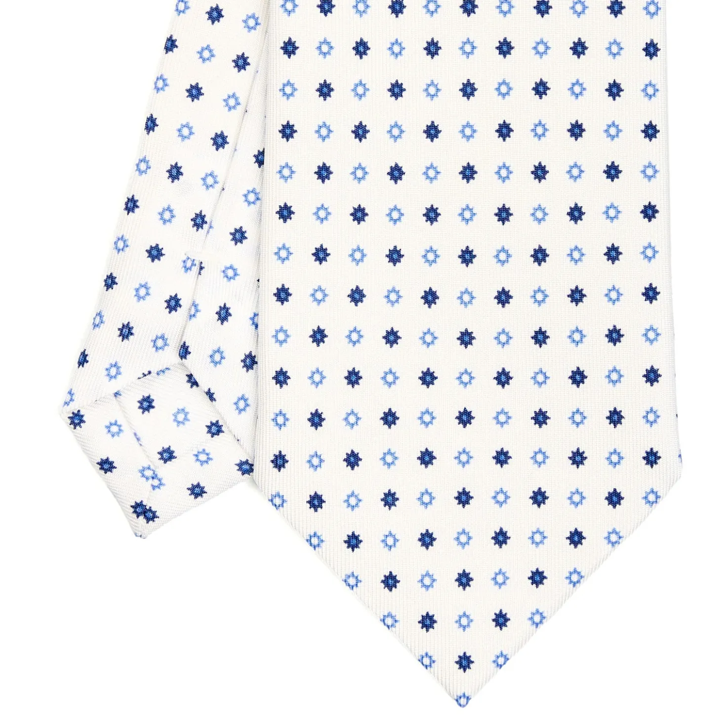CRAVATTA SARTORIALE CLASSICA IN SETA BIANCA Microfantasia fiore