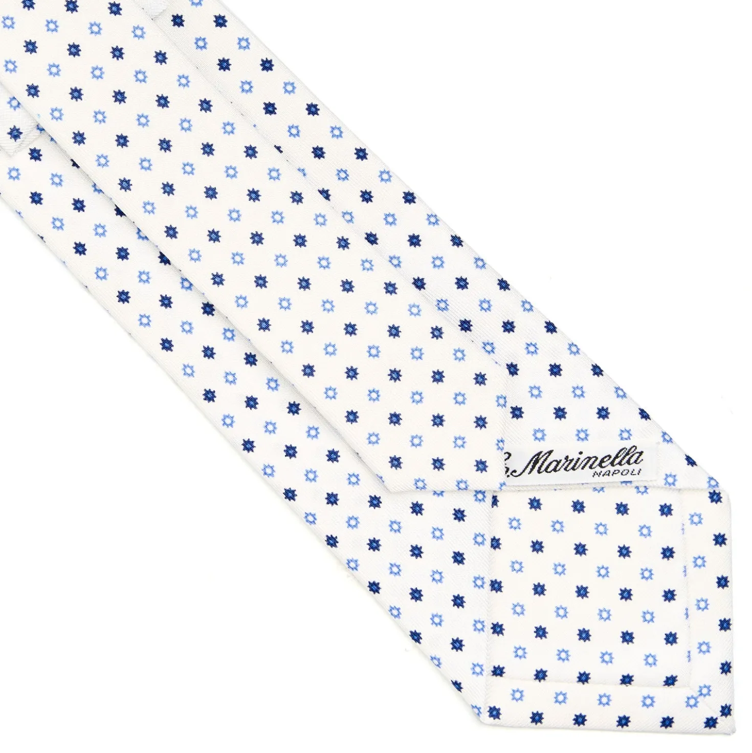 CRAVATTA SARTORIALE CLASSICA IN SETA BIANCA Microfantasia fiore