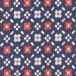 CRAVATTA SARTORIALE CLASSICA IN SETA BLU SCURO Microfantasia fiore