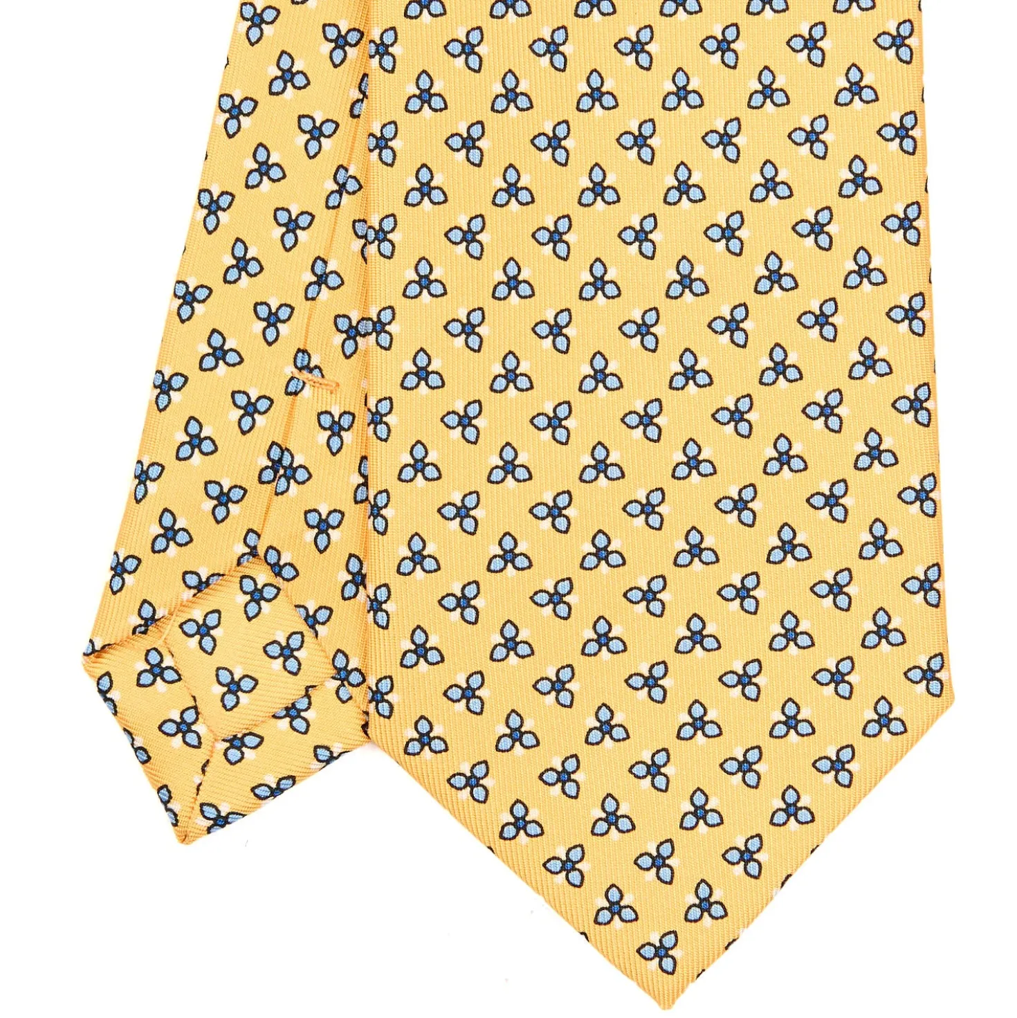 CRAVATTA SARTORIALE CLASSICA IN SETA GIALLA Microfantasia fiore
