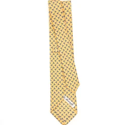 CRAVATTA SARTORIALE CLASSICA IN SETA GIALLA Microfantasia fiore