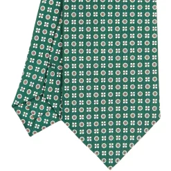 CRAVATTA SARTORIALE CLASSICA IN SETA VERDE SCURO Microfantasia fiore