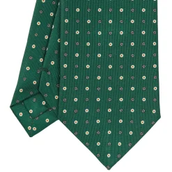 CRAVATTA SARTORIALE CLASSICA IN SETA VERDE OLIVA Microfantasia fiore