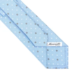 CRAVATTA SARTORIALE CLASSICA IN SETA AZZURRA Microfantasia fiore