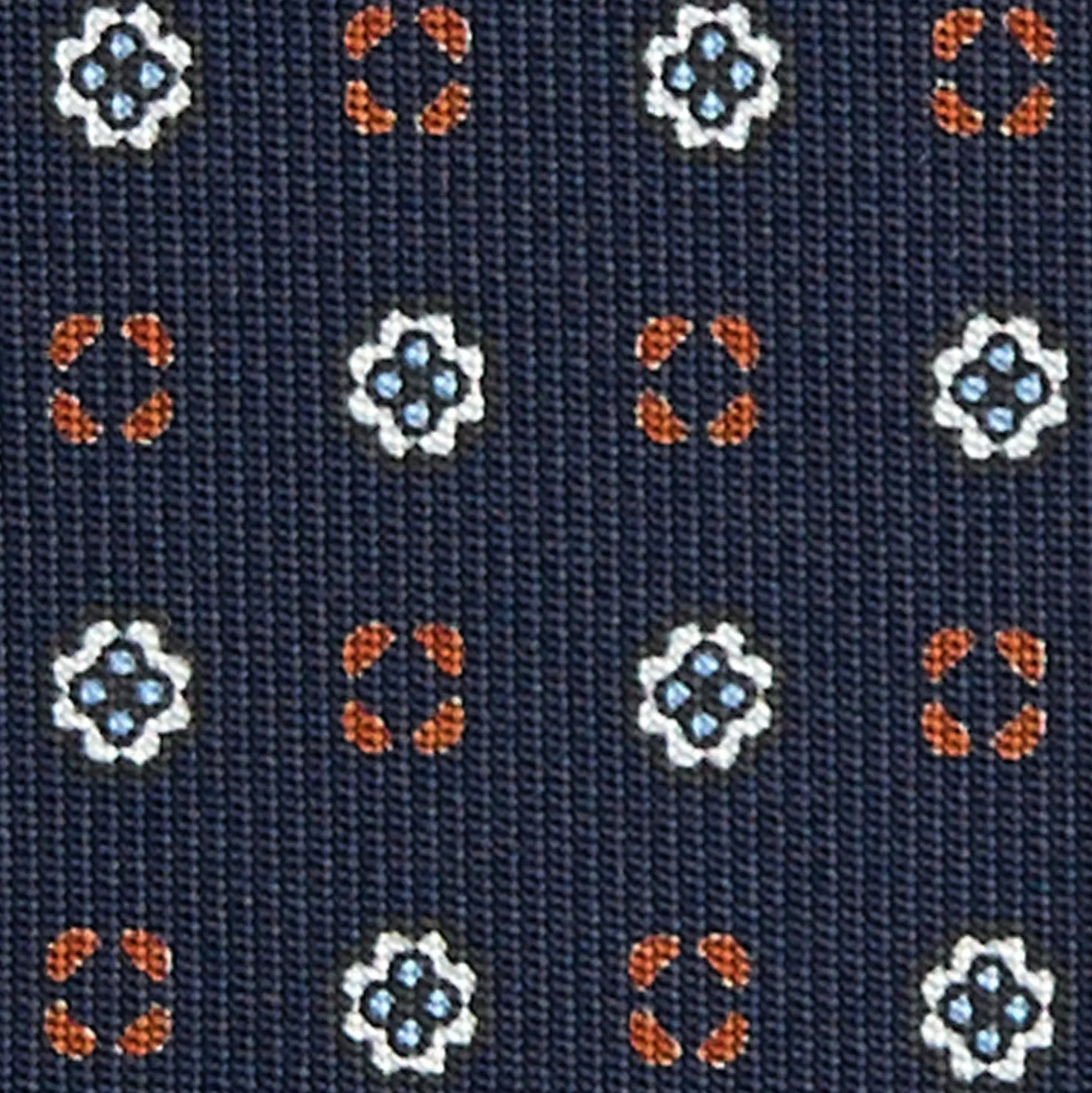 CRAVATTA SARTORIALE CLASSICA IN SETA BLU SCURO Microfantasia fiore