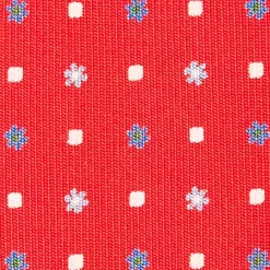 CRAVATTA SARTORIALE CLASSICA IN SETA ROSSA Microfantasia fiore