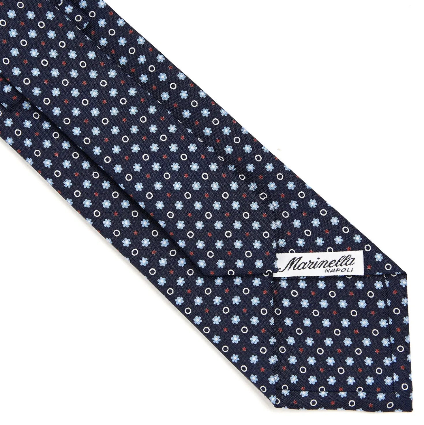 CRAVATTA SARTORIALE CLASSICA IN SETA BLU SCURO Microfantasia fiore