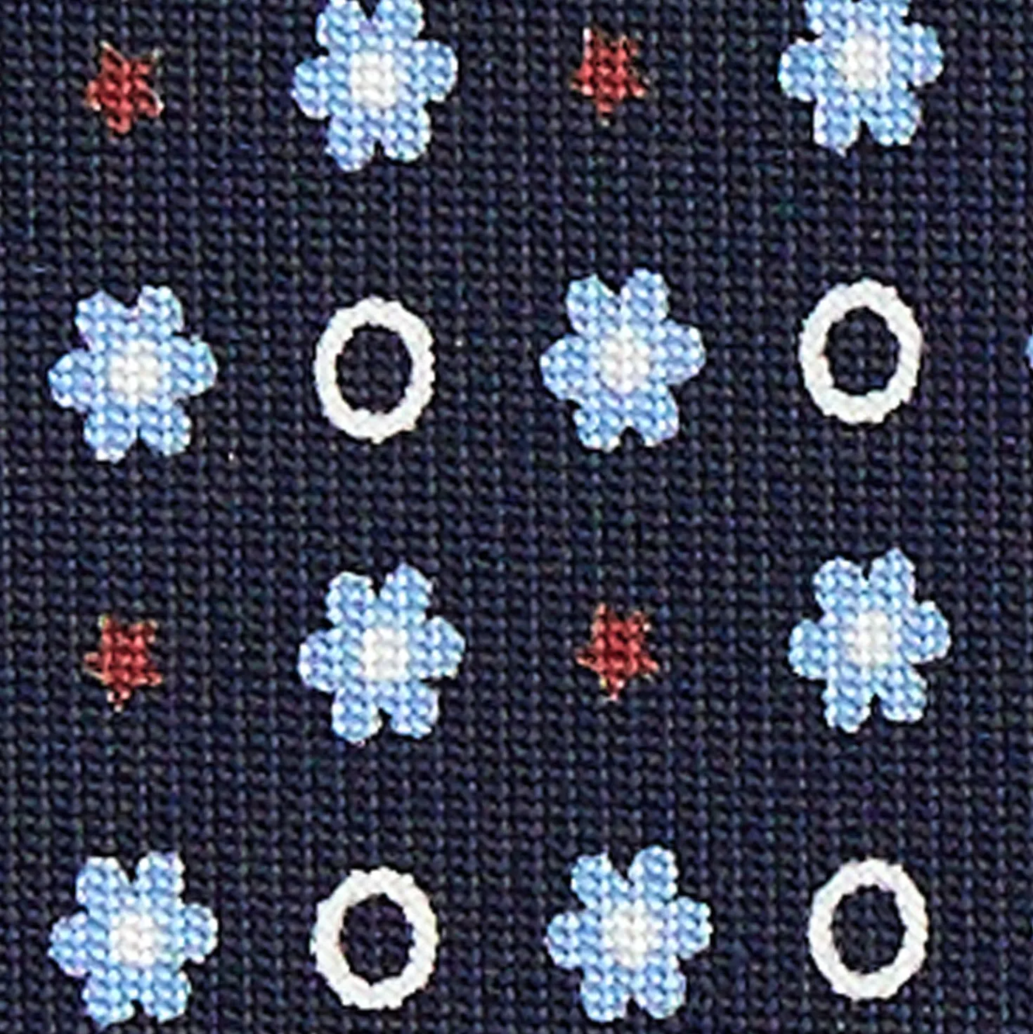 CRAVATTA SARTORIALE CLASSICA IN SETA BLU SCURO Microfantasia fiore
