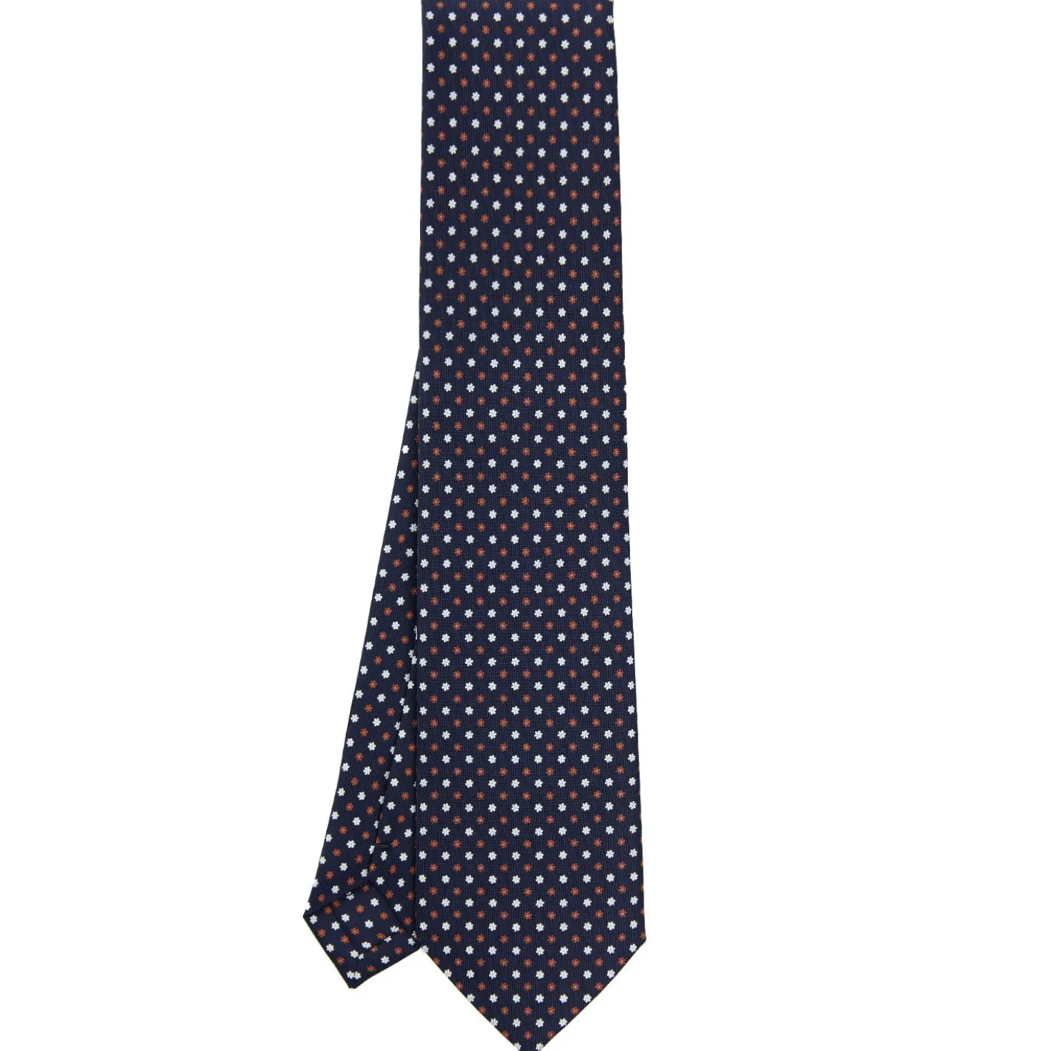 CRAVATTA SARTORIALE CLASSICA IN SETA BLU SCURO Microfantasia fiore