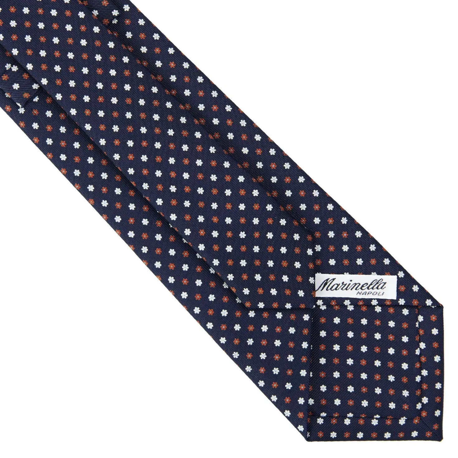 CRAVATTA SARTORIALE CLASSICA IN SETA BLU SCURO Microfantasia fiore