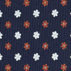 CRAVATTA SARTORIALE CLASSICA IN SETA BLU SCURO Microfantasia fiore