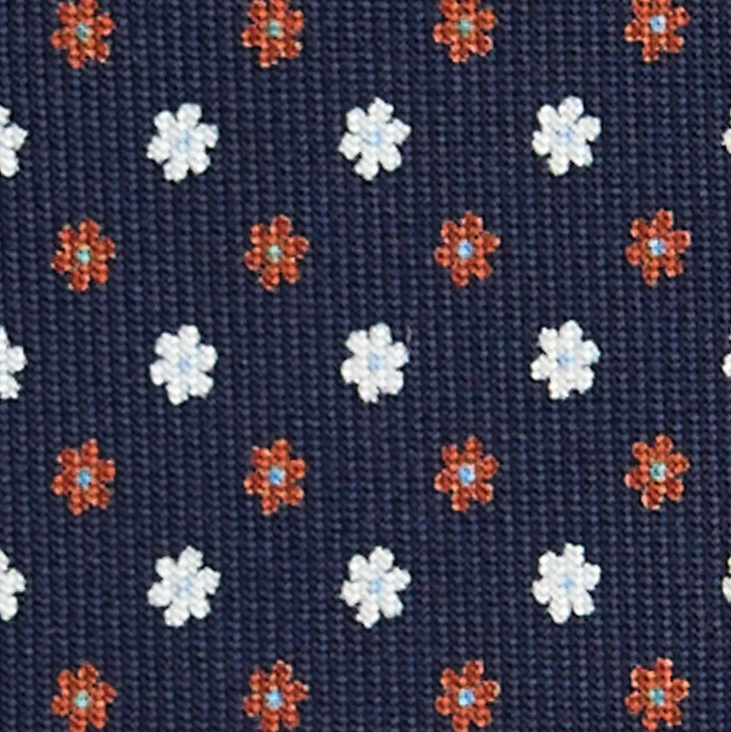 CRAVATTA SARTORIALE CLASSICA IN SETA BLU SCURO Microfantasia fiore