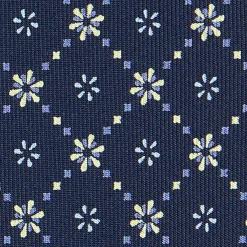 CRAVATTA SARTORIALE CLASSICA IN SETA BLU SCURO Microfantasia fiore