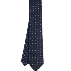 CRAVATTA SARTORIALE CLASSICA IN SETA BLU SCURO Microfantasia fiore