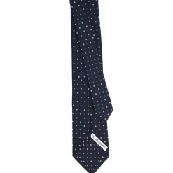 CRAVATTA SARTORIALE CLASSICA IN SETA BLU SCURO Microfantasia fiore
