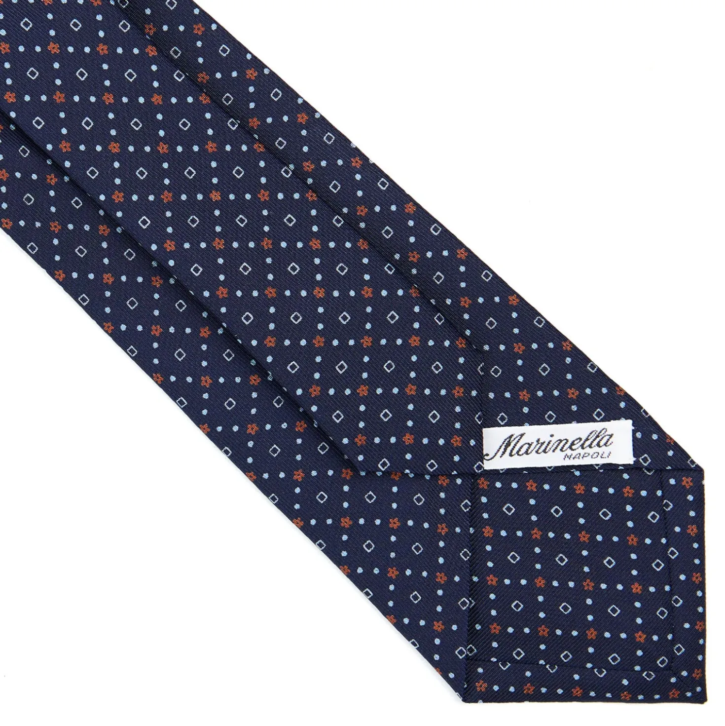 CRAVATTA SARTORIALE CLASSICA IN SETA BLU SCURO Microfantasia fiore