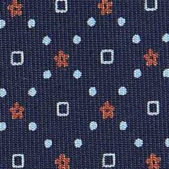 CRAVATTA SARTORIALE CLASSICA IN SETA BLU SCURO Microfantasia fiore