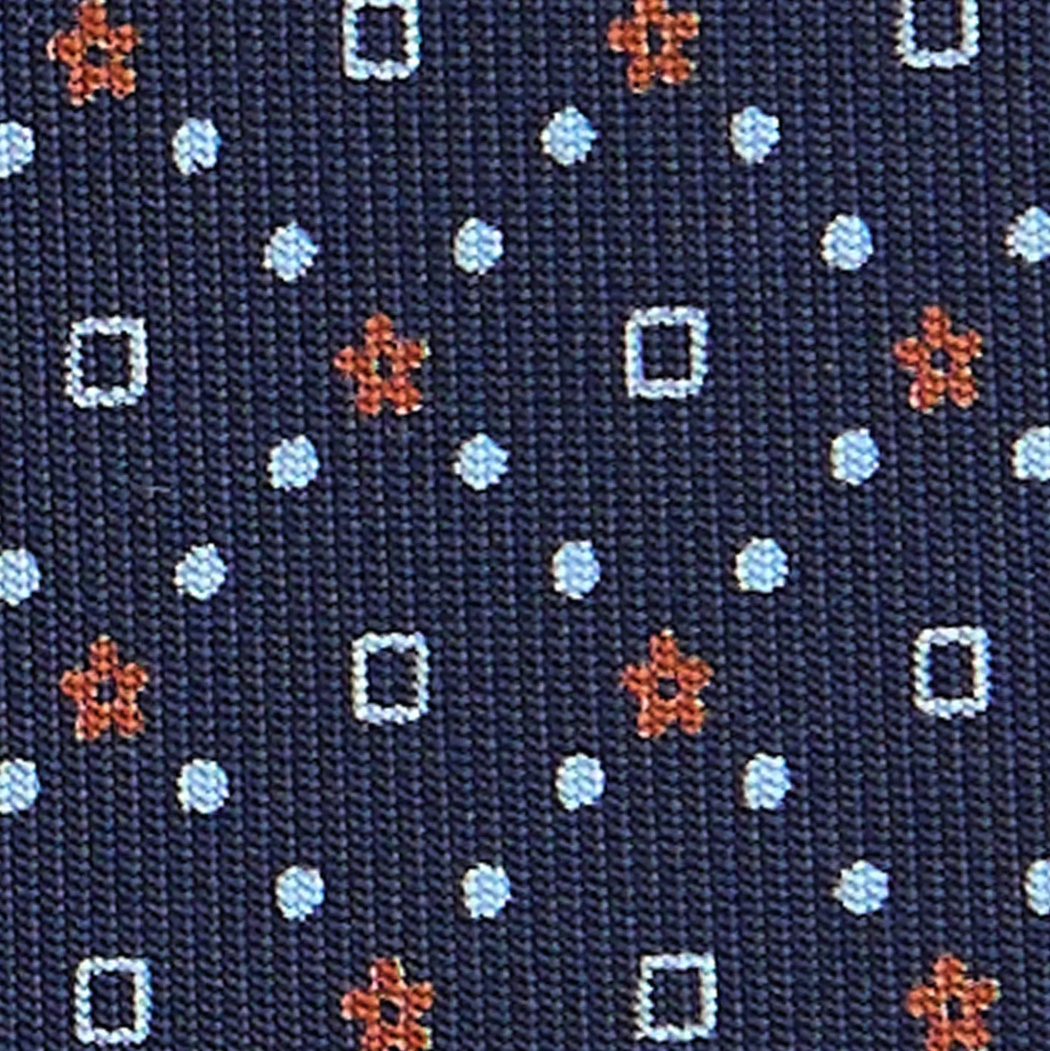 CRAVATTA SARTORIALE CLASSICA IN SETA BLU SCURO Microfantasia fiore