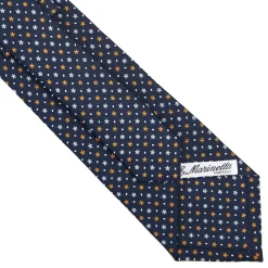 CRAVATTA SARTORIALE CLASSICA IN SETA BLU SCURO Microfantasia fiore