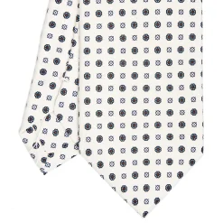 CRAVATTA SARTORIALE CLASSICA IN SETA BIANCA Microfantasia fiore