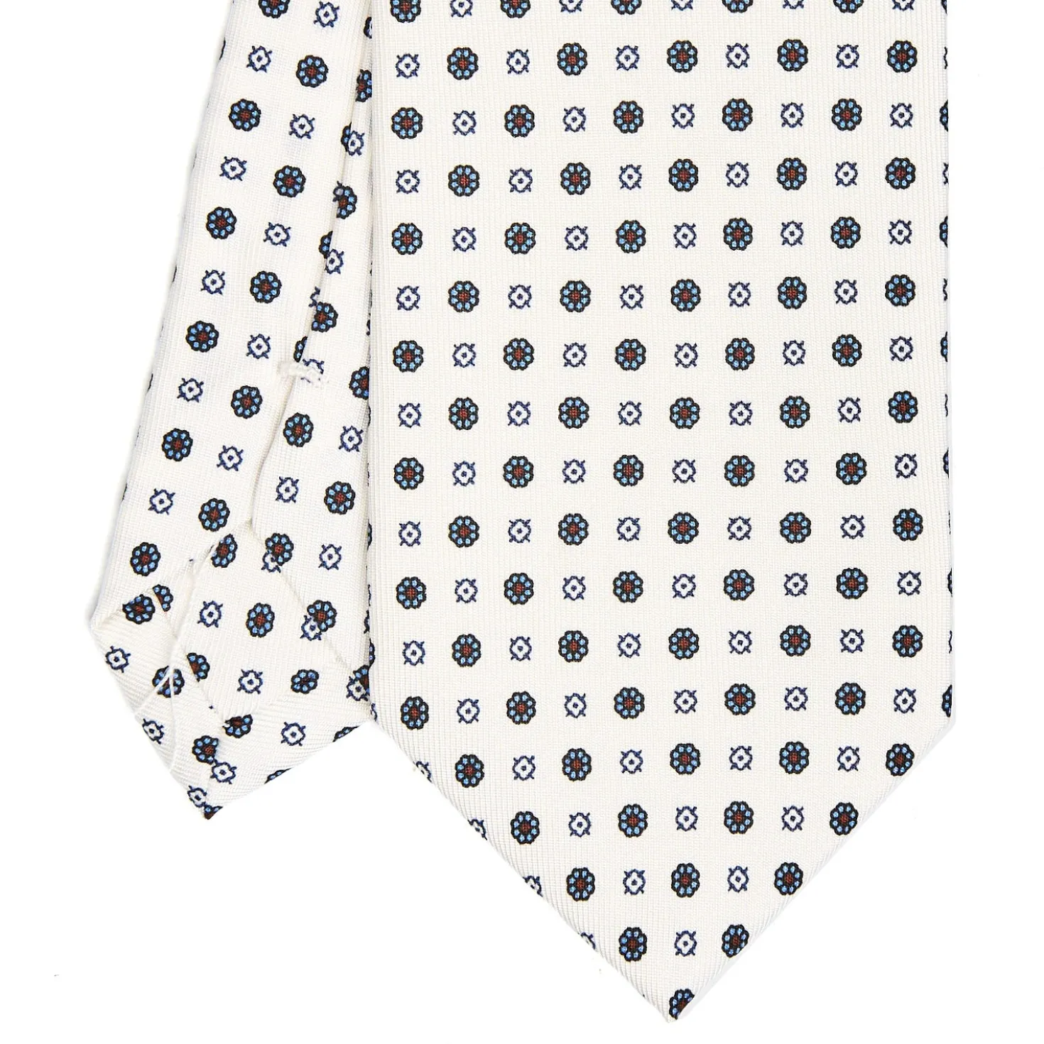 CRAVATTA SARTORIALE CLASSICA IN SETA BIANCA Microfantasia fiore