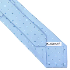 CRAVATTA SARTORIALE CLASSICA IN SETA AZZURRA Microfantasia fiore