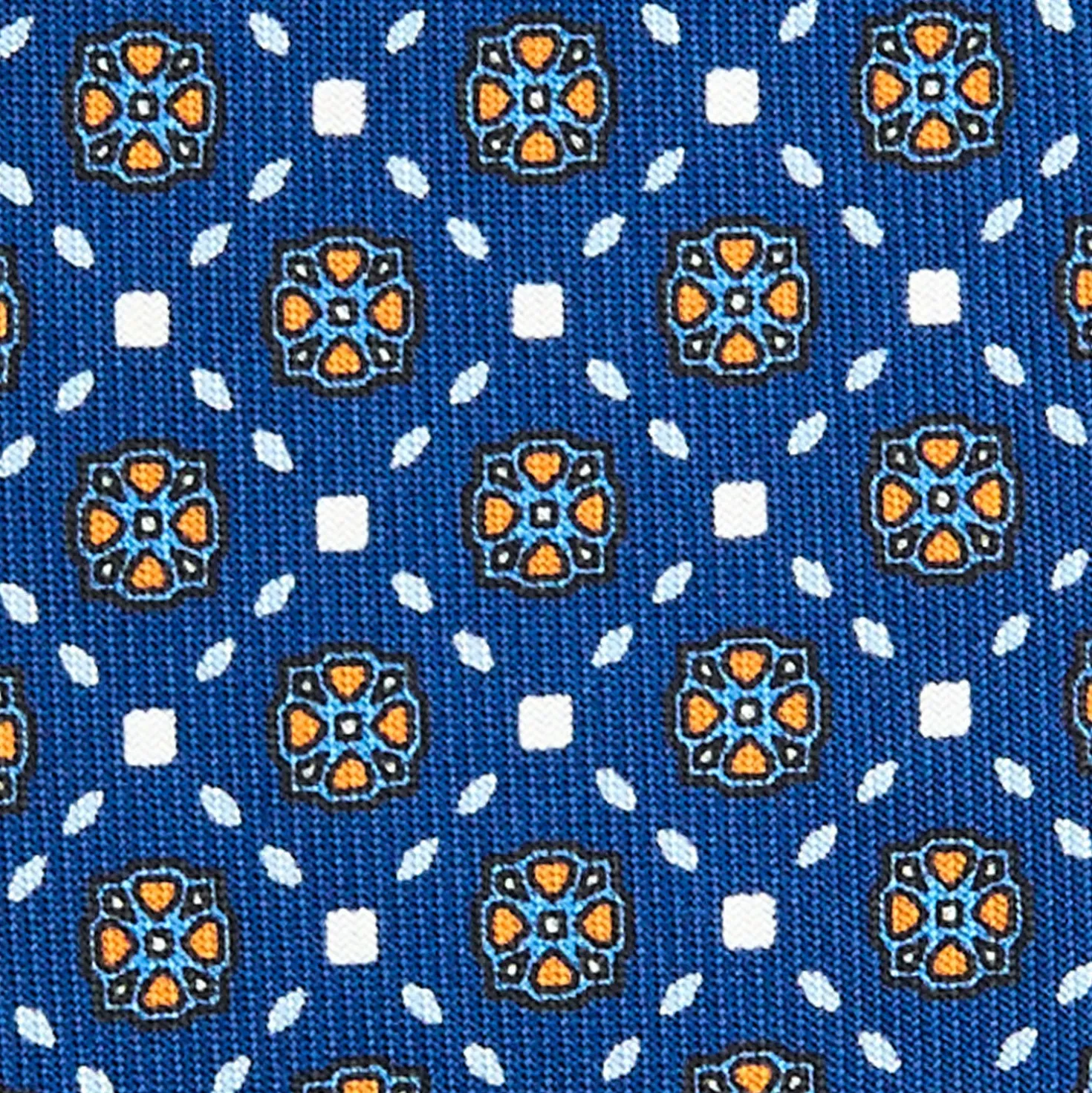 CRAVATTA SARTORIALE CLASSICA IN SETA BLU Microfantasia fiore