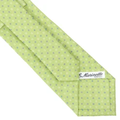 CRAVATTA SARTORIALE CLASSICA IN SETA VERDE CHIARO Microfantasia fiore