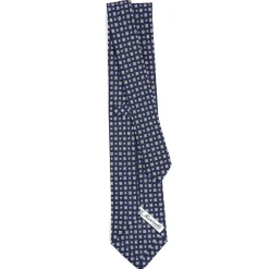 CRAVATTA SARTORIALE CLASSICA IN SETA BLU SCURO Microfantasia fiore