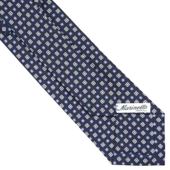 CRAVATTA SARTORIALE CLASSICA IN SETA BLU SCURO Microfantasia fiore