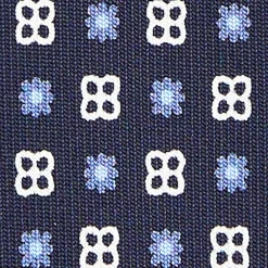CRAVATTA SARTORIALE CLASSICA IN SETA BLU SCURO Microfantasia fiore
