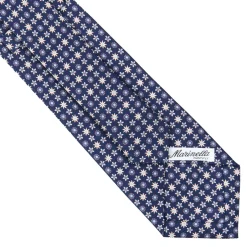 CRAVATTA SARTORIALE CLASSICA IN SETA BLU SCURO Microfantasia fiore