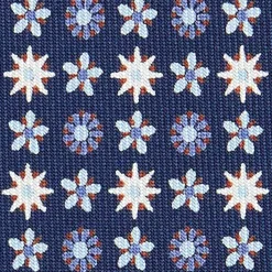 CRAVATTA SARTORIALE CLASSICA IN SETA BLU SCURO Microfantasia fiore