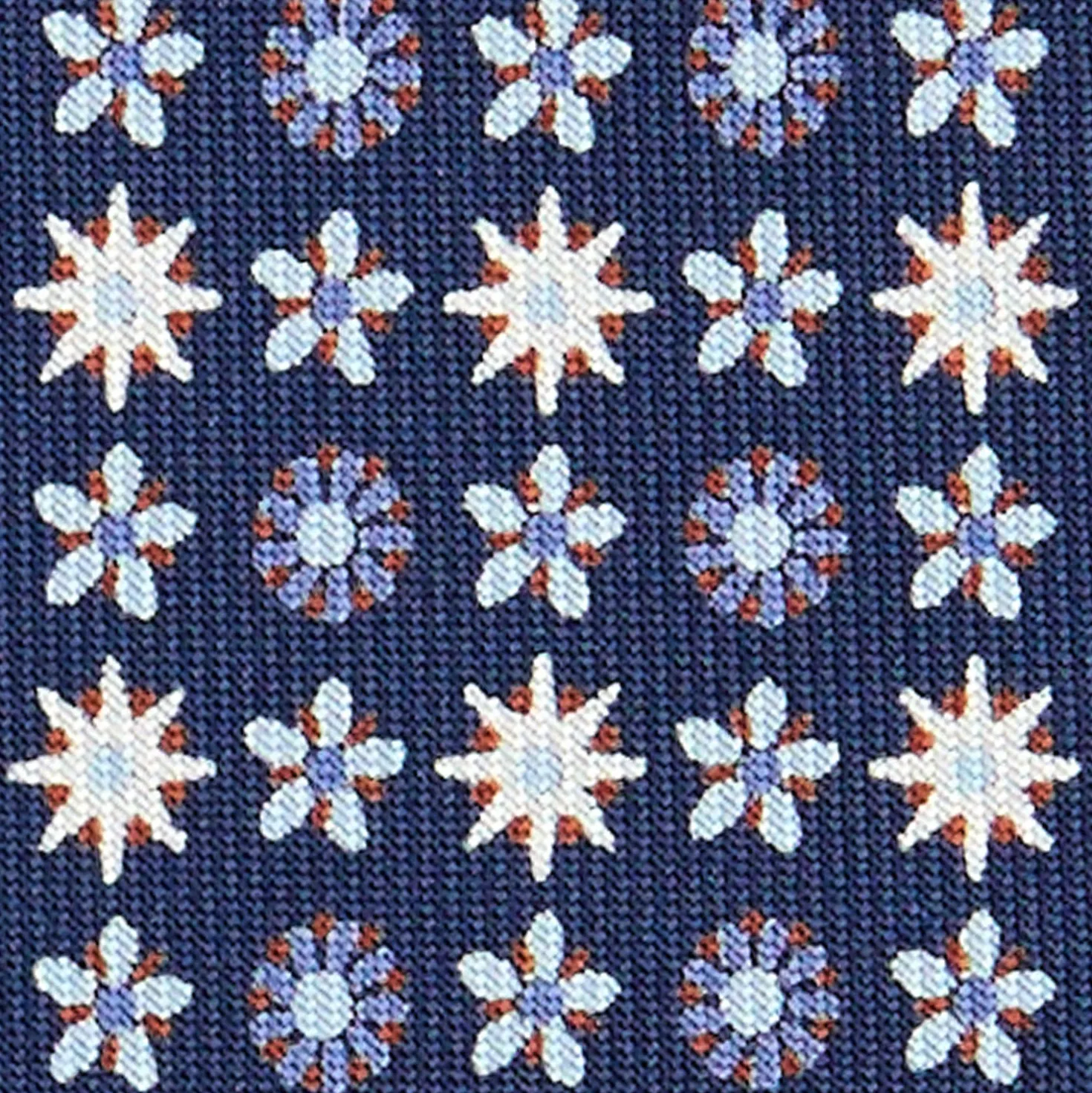 CRAVATTA SARTORIALE CLASSICA IN SETA BLU SCURO Microfantasia fiore
