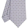 CRAVATTA SARTORIALE CLASSICA IN SETA GRIGIO CHIARO Microfantasia fiore