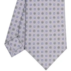 CRAVATTA SARTORIALE CLASSICA IN SETA GRIGIO CHIARO Microfantasia fiore