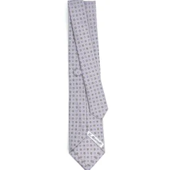 CRAVATTA SARTORIALE CLASSICA IN SETA GRIGIO CHIARO Microfantasia fiore