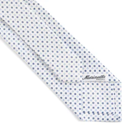 CRAVATTA SARTORIALE CLASSICA IN SETA BIANCA Microfantasia fiore