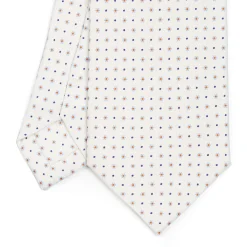 CRAVATTA SARTORIALE CLASSICA IN SETA BIANCA Microfantasia fiore