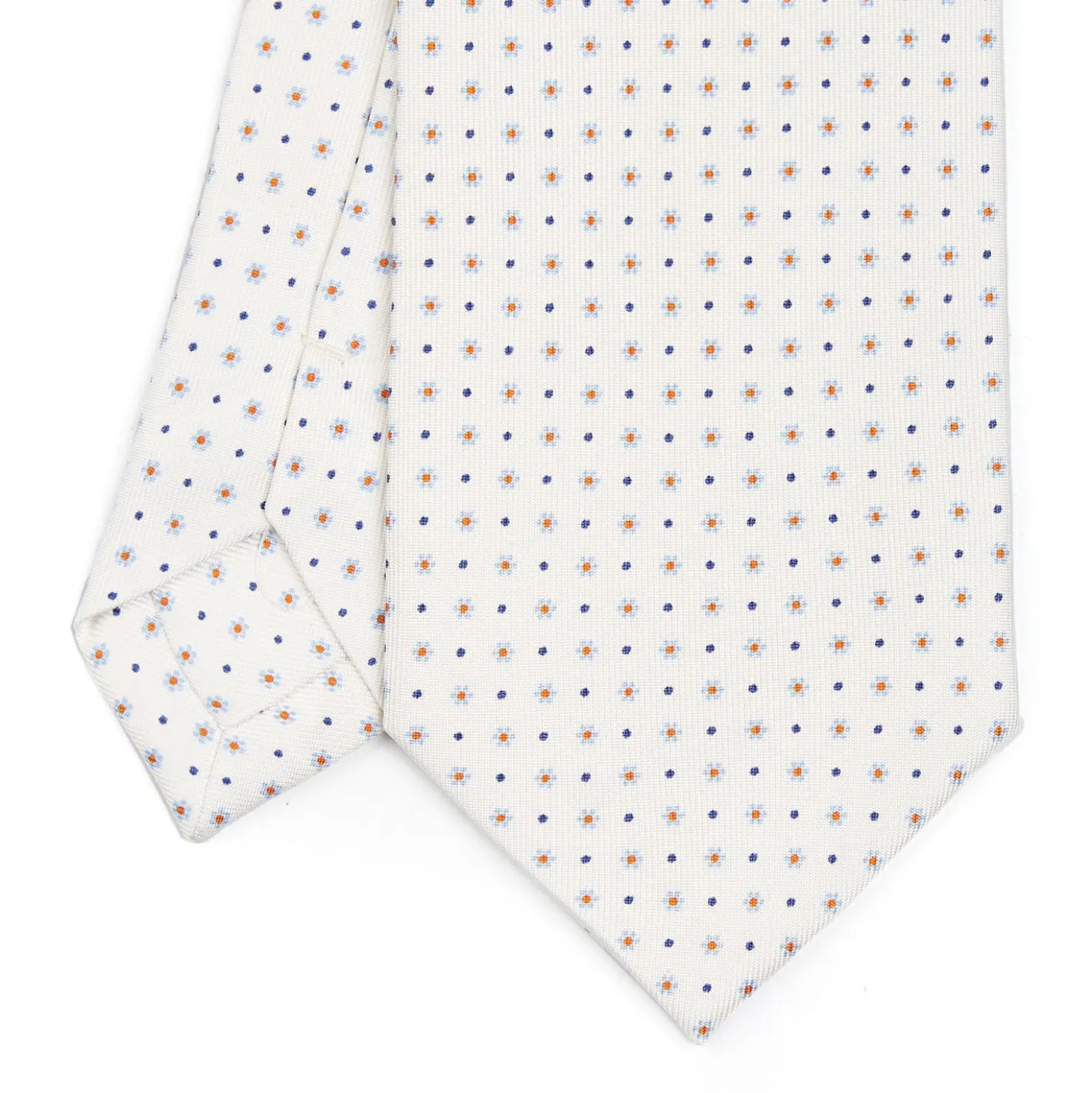 CRAVATTA SARTORIALE CLASSICA IN SETA BIANCA Microfantasia fiore