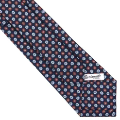 CRAVATTA SARTORIALE CLASSICA IN SETA BLU SCURO Microfantasia fiore