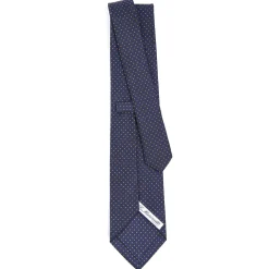 CRAVATTA SARTORIALE CLASSICA IN SETA BLU SCURO Pois