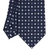 CRAVATTA SARTORIALE CLASSICA IN SETA BLU SCURO Microfantasia fiore