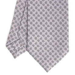 CRAVATTA SARTORIALE CLASSICA IN SETA GRIGIO CHIARO Microfantasia fiore