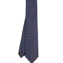CRAVATTA SARTORIALE CLASSICA IN SETA BLU SCURO Microfantasia fiore