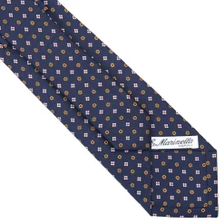 CRAVATTA SARTORIALE CLASSICA IN SETA BLU SCURO Microfantasia fiore