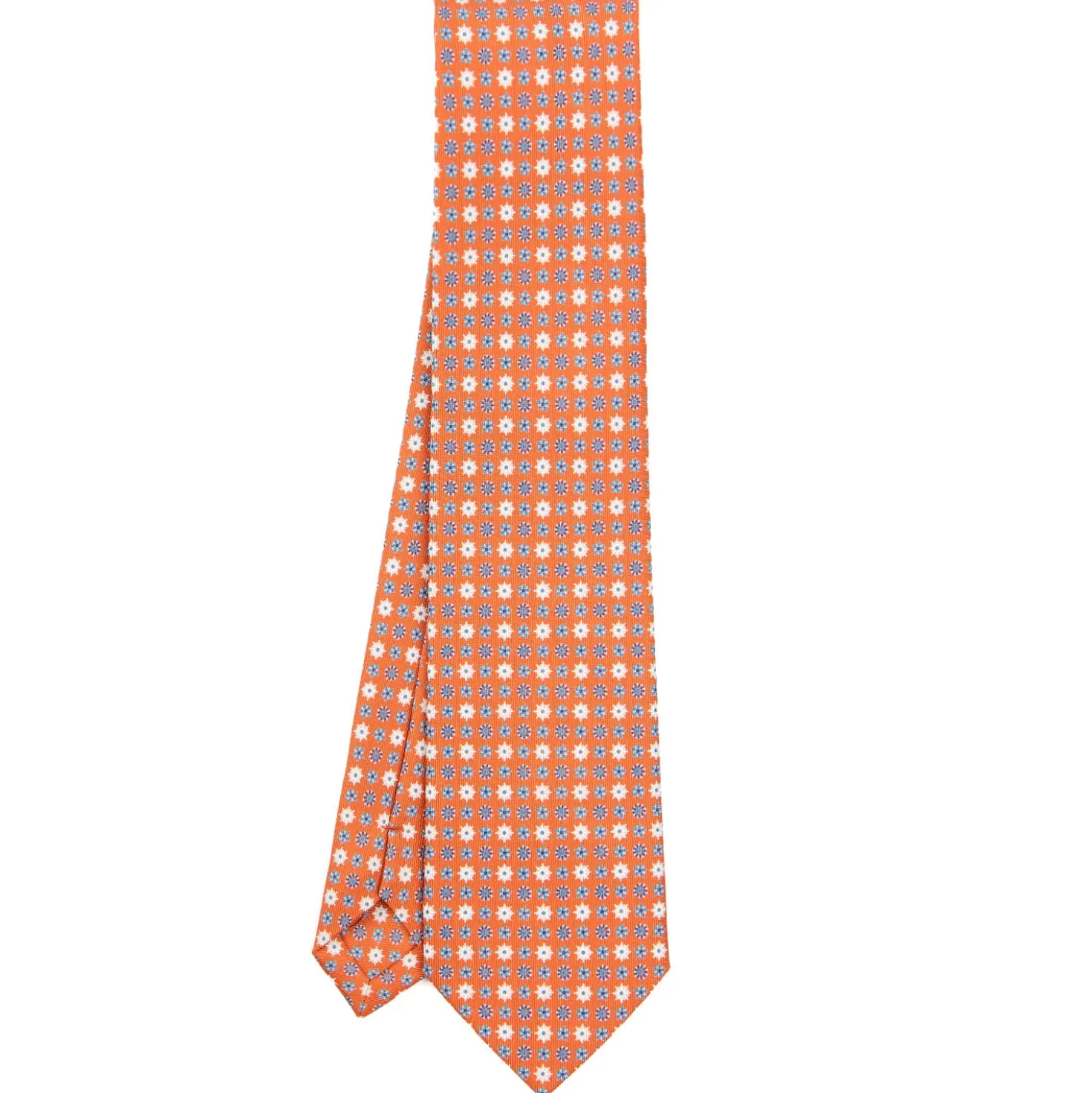 CRAVATTA SARTORIALE CLASSICA IN SETA ARANCIONE Microfantasia fiore